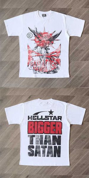 T-shirt maschile Hell Star T-Shirts Hip Hop Stamped Head Hellstar Thirt High Street Uomini Donne Donne Short Short Top Tee Stick Trank T23 316