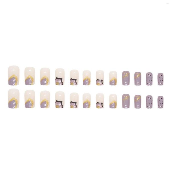 Ложные ногти Таро фиолетовый белый -длительный фальшивый очаровательный комфортный носить маникюр для профессионального салона для ногтей.
