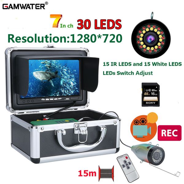 Fischfinder 7''HD 1080P DVR Fischfinder Unterwasser-Angelkamera 1280*720 Bildschirm15 Stück weiße LEDs15 Stück IR-Lampe für Fluss-/Winter-Eisfischen 230831