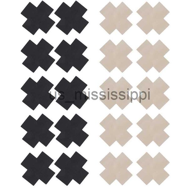 Cuscinetti per il seno 20 pezzi Copricapezzoli in raso autoadesivi monouso a forma di croce per donne nere Copricapezzoli per il seno sexy Copricapezzoli invisibili x0831