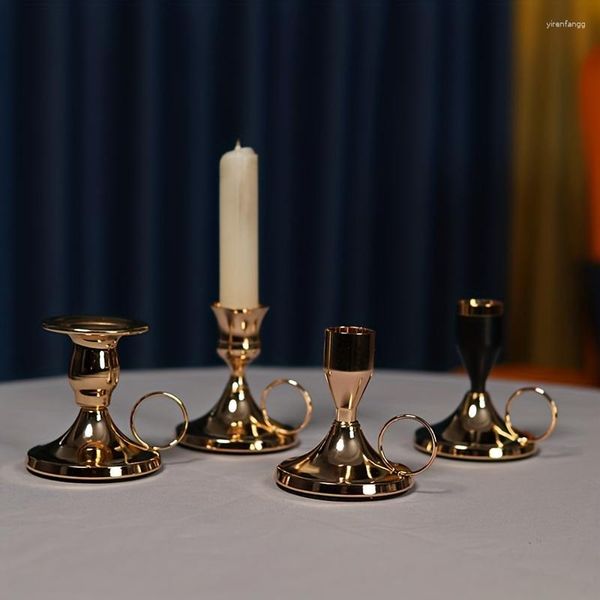 Mum tutucular Nordic Demir Sanat Şarap Kupası Şamdan Altın Düğün Dekorasyon Bar Partisi Oturma Odası Dekor Metal Metal Candleholder