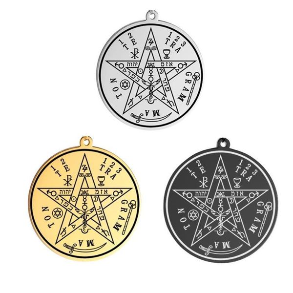 Encantos minha forma 1 peça wiccan pentagrama pentagrama amet talismã pingente para homens colar de aço inoxidável vintage gota religiosa entregar dhx7o