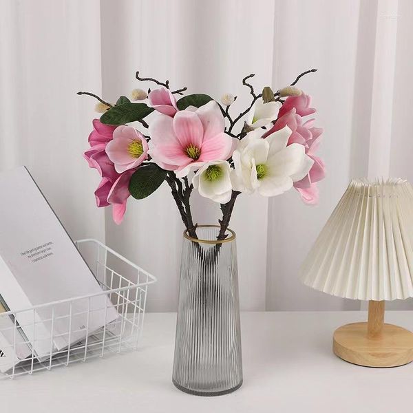 Flores decorativas de seda artificial buquê de lírio falso 41cm de comprimento diy criativo como presente para amigos ensinar decoração fresca da sala de estar