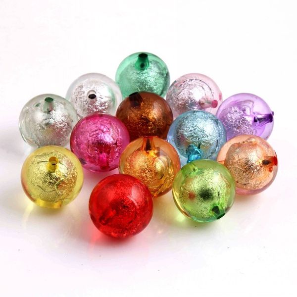 Partyspiele Basteln Kwoi Vita Bunte Farbe Großpreis 20 mm klobige Acryl-Silberfolienperlen 100 Stück für Kinder Halskette Schmuck 230830