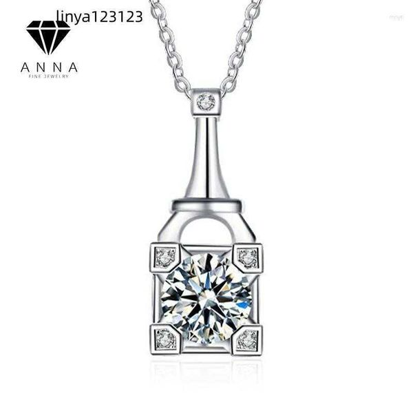 Ciondoli Classic Torre Eiffel 1CT Vera Collana di diamanti Moissanite per le donne Fidanzamento Pt950 Argento sterling 925 Gioielleria raffinata