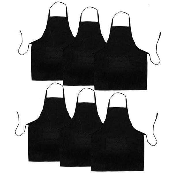 Grembiuli Confezione da 6 Grembiuli da cucina neri con 2 tasche Grembiule antisporco Adatto per barbecue Cucina Cucina Cottura Ristorante 230831