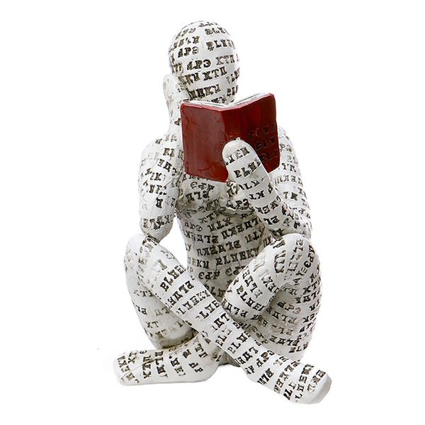 Oggetti decorativi Figurine Polpa Donna Libro di lettura Figurina scultorea astratta Stile meditazione Casa Figurina in resina Decor Moderno Off 230830