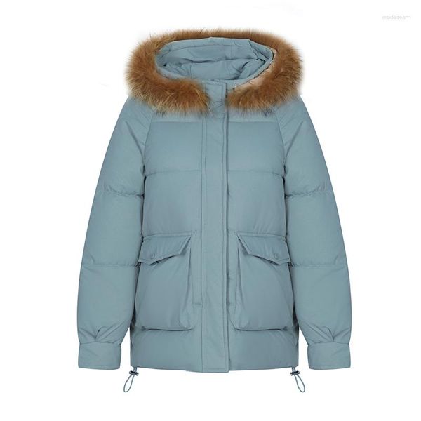 Trench da donna Piumino invernale da donna 2023 Vera pelliccia con cappuccio in cotone imbottito Cappotto a bolle Grandi tasche Abiti da neve Rifornimento della fabbrica