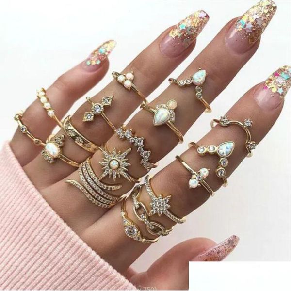 Три каменных кольца Bohemian Style17 SET SET WATER DIAMND RAIND RIND CROND DROVE DUSTERGY DHFRW