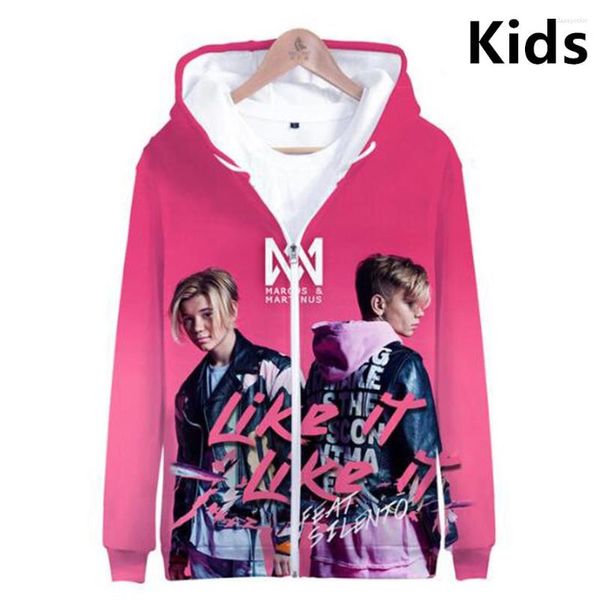 Hoodies femininos 3 a 14 anos crianças moletom com capuz marcus e martinus 3d jaqueta moletom meninos meninas moda harajuku casaco crianças roupas