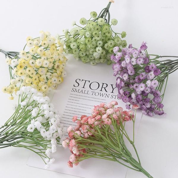 Fiori decorativi Pianta artificiale Fiore finto Seta Babysbreath Bouquet Simulazione nordica Viola Gypsophila Piante verdi Arredamento ristorante