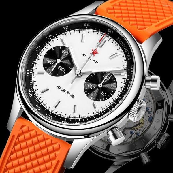 Relógios de pulso Seakoss Panda Cronógrafo Mecânico Mens Watch Seagull Movimento ST1901 Gooseneck 40mm para Homens Sapphire FKM Silicone Strap