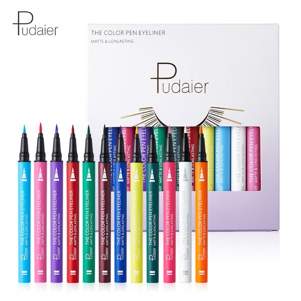 Combinazione di ombretti Liner Pudaier 12 pezzi Set Kit eyeliner liquido opaco colorato Fast Dry Impermeabile Matita di lunga durata Cosmetici 230830