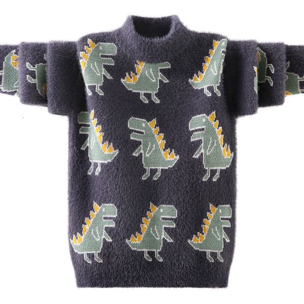 Pullover arrivato inverno Bambini maglione ragazzo vestiti bambini bambino dinosauro morbido spesso lavorato a maglia in pile all'ingrosso 3 15 anni 230830