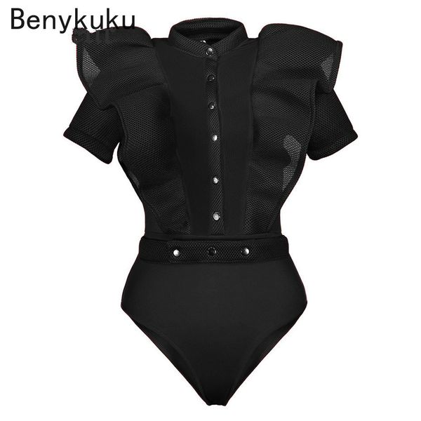 Damen Jumpsuits Strampler Schwarz Für Frauen Gothic Combinaison Femme Sexy Party Body Top Mesh Bodysuit Damen Kleidung Strampler 230830