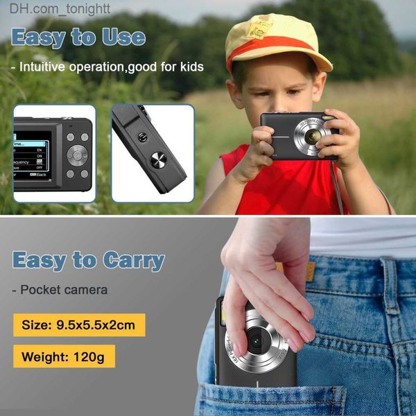 Kameralar Yeni 1080p Dijital Kamera Çocuklar İçin 32GB SD Kart 16x Zoom kompakt nokta ve vuran öğrencilerle Video Q230831