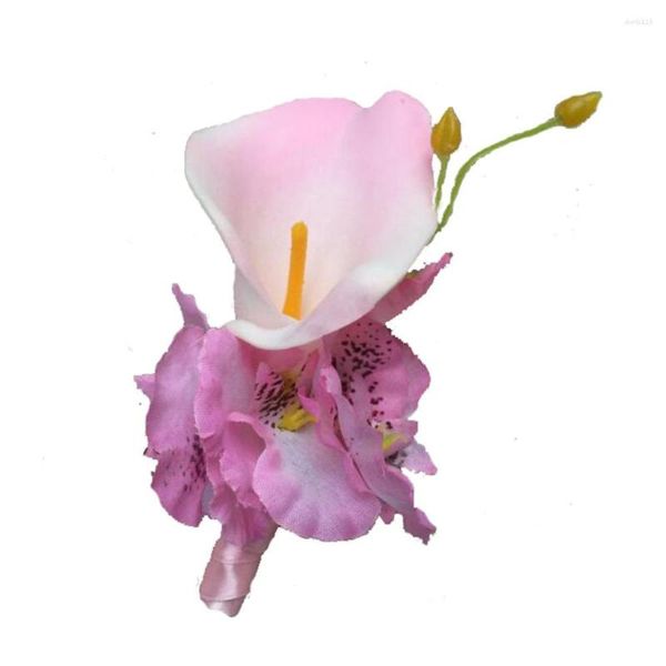 Dekoratif Çiçekler Yapay Çiçek Pu Calla Man Boutonnieres Damat Damatçı Korsage Bal Bataklıkları Parti Takım Aksesuar Dekorasyon