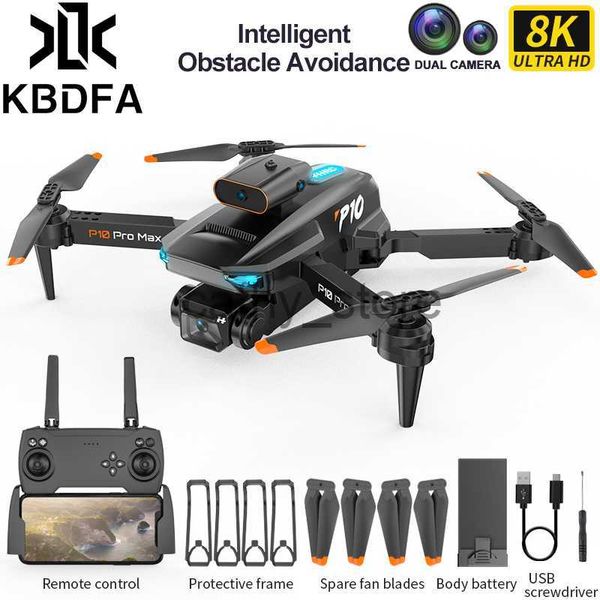 Симуляторы KBDFA P10 Drone 8K с ESC HD Dual Camera 5G WiFi FPV 360 Полное предотвращение препятствий оптический поток складной квадрокоптер Toys X0831