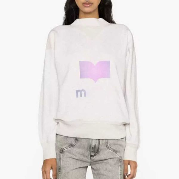 Pullover firmato ISABELS MARANTS Felpa da donna con lettera riflettente stampata con collo a triangolo, felpa con cappuccio a maniche lunghe