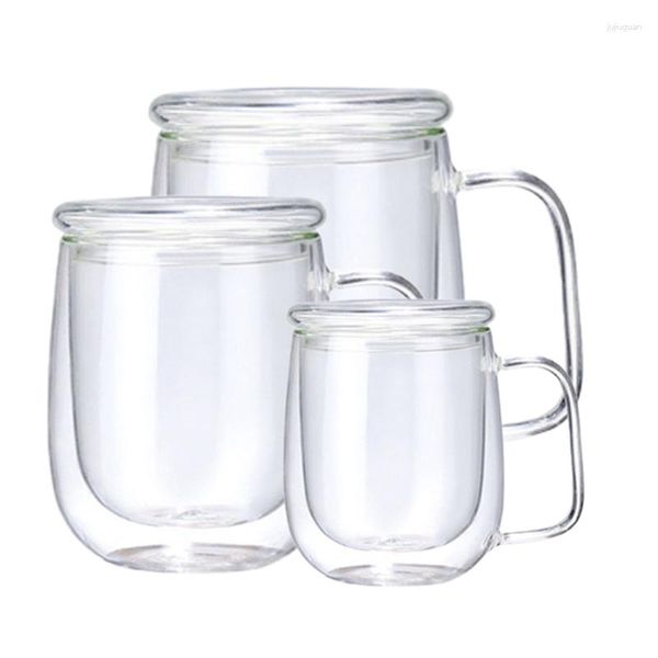 Tumblers 3 шт с чайной чашкой 250-450 мл двухслойного пива кофейного кофе прозрачно