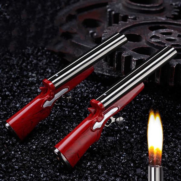 Творческий пистолет зажигалка с двойным огнем без газовых зажигалок ветропроницаемые сигарет сигарета необычные игрушки курение подарок 7djb