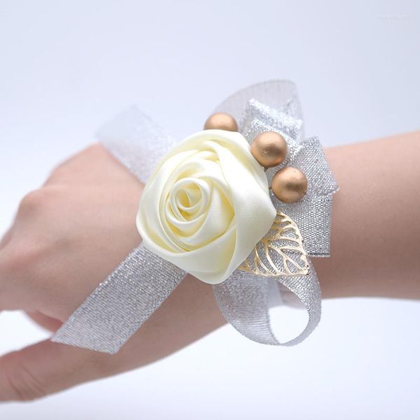 Flores decorativas 1pcs moda buquê de pulso de noiva coreano casamento dama de honra mão flor