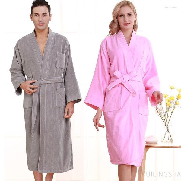 Damen-Nachtwäsche, Damen-Baumwolle, langer Frottee-Bademantel, Übergröße, zum Saugen von Wasser, Handtuch, Kimono, Bademäntel, El Spa-Morgenmantel, Herren-Lounge