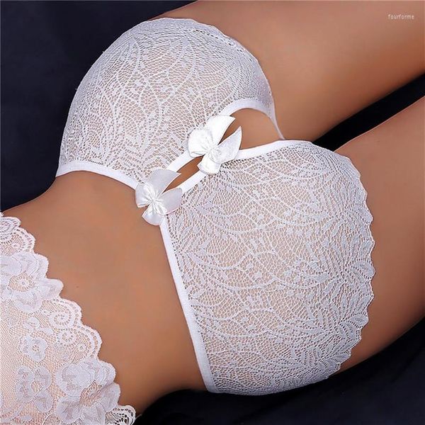 Frauenhöschen Frauen Spitze Sexy Open Crotch Unterwäsche Dame Erotische Crotchless Dessous Floral Durchsichtig Kurze Bowknot2690