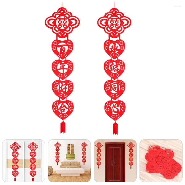 Tenda Distico siamese Festival Banner Tema di matrimonio cinese Corona di cuori all'aperto Latte Tessuto non tessuto Segno decorativo frontale