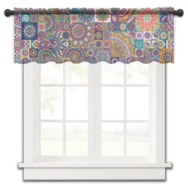 Vorhang Böhmen Totem Blume Tüll Küche Kleines Fenster Volant Sheer Kurz Schlafzimmer Wohnzimmer Home Decor Voile Vorhänge