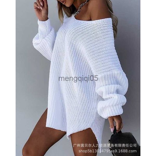 Kadın Sweaters Kadın Giyim Yeni Stil Beyaz Yün Etek Örgü Süveter Gevşek Tam Kollu O Boyun İlkbahar Yaz Külçesi Örgü HKD230831