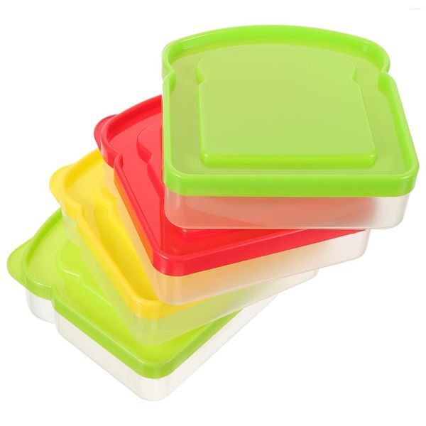 Piatti 4 pezzi Contenitori Coperchi Sandwich Supporto in plastica riutilizzabile Conservazione ermetica per bambini piccoli