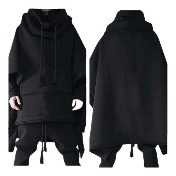 Casacos de Trench Masculinos Médio e Longo Bat Manga Cape Hoodie Jaqueta Outono Lã Moda Personalidade Xaile Top 230831