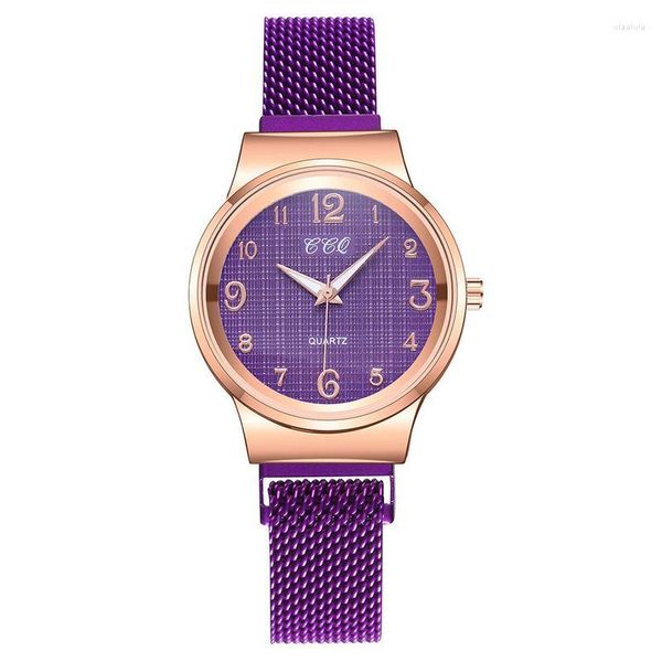 Relógios de pulso 100 pçs/lote moda algarismos árabes relógio magnético feminino casual redondo quartzo relógio de pulso senhoras atacado
