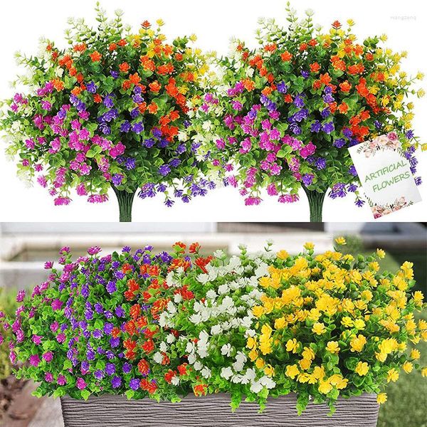 Dekorative Blumen Kunststoff Künstliche Grüne Strauchpflanzen Blume Für Outdoor Garten Hochzeit Dekoration Home Party Schlafzimmer Dekor Gefälschte