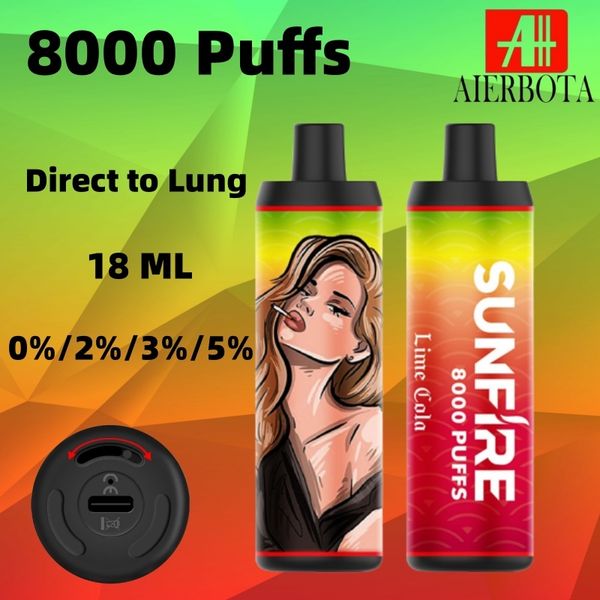 ODM/OEM Factory mais recente 8000 Puffs Sunfire Puff 8000 Disponível de cigarro eletrônico Amostra por atacado Vape Pen descartável e abastecimento de fábrica de cigarros