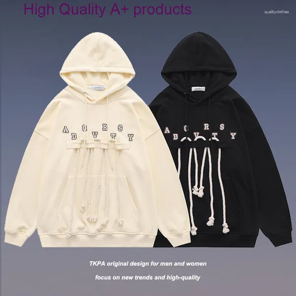 Hoodies masculinos marca de moda original ins vento fita casal hoodie masculino e feminino rua americana over-size