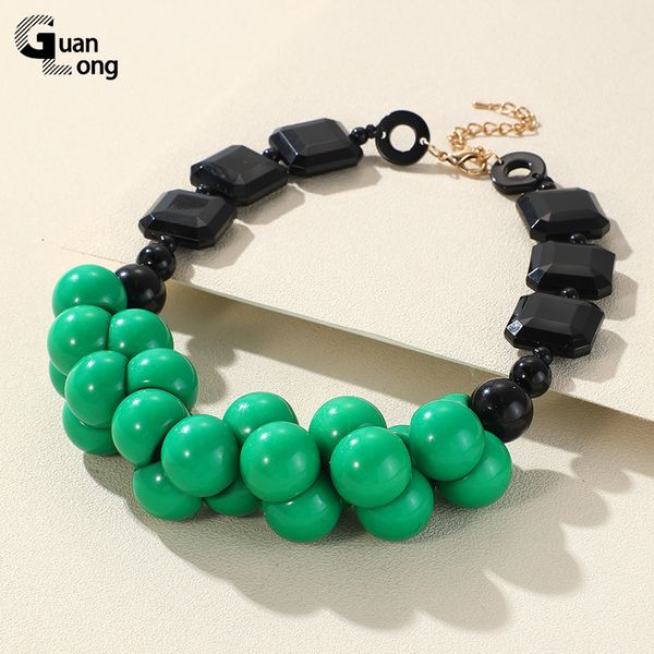 Colares Pingente GuanLong Trendy Beads Chains Big Pingente Colares para Mulheres Declaração Colorida Resina Chocker Colar Meninas Viagens Jóias 230831