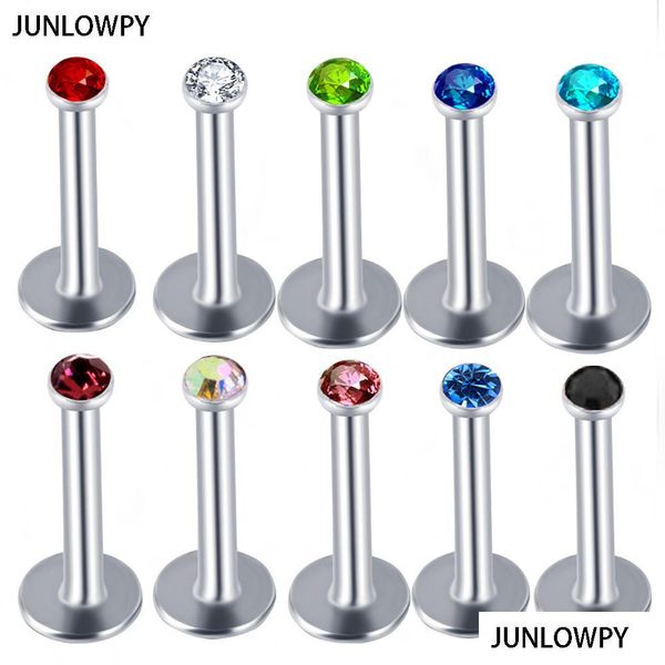 Andere Schmucksets Junlowpy Edelstahl Innengewinde Kristall Labret Ringe Mix 6/8 / 10mm Großhandel Körperpiercing Y Lippenring Stu Dhjyq