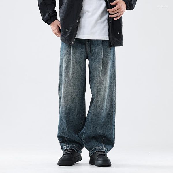 Jeans masculinos soltos baggy hiphop skate calças jeans rua dança hip hop rap masculino preto calças tamanho chinês S-3XL