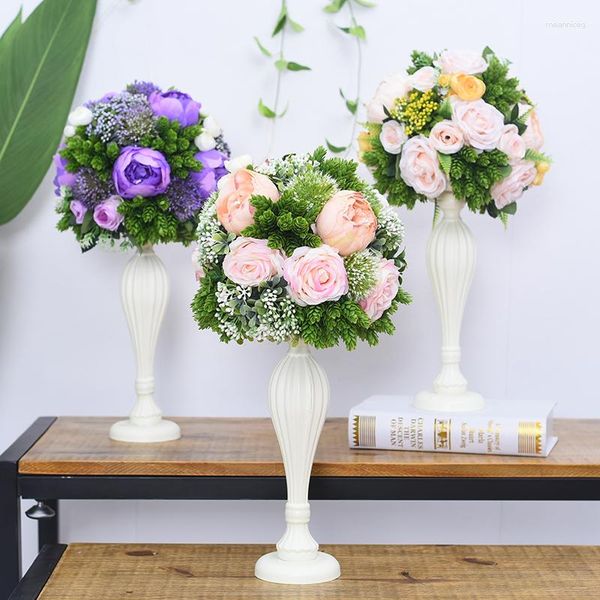 Dekorative Blumen Hochzeit Holztisch Mittelstück Requisiten mit Vase Road Lead Blumenkugel Dekoration Künstliche El Weihnachtsdeko