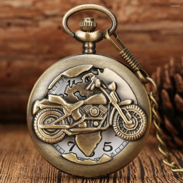 Orologi da tasca Punk Cool Vintage Motorcycle Design Orologio da uomo Collana al quarzo Orologio pendente Steampunk Orologio antico maschile