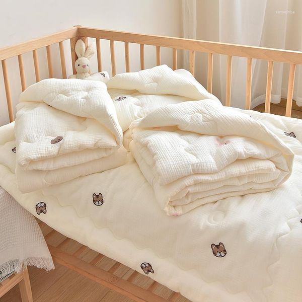 Decken Baumwolle Musselin Quilt Für Jungen Mädchen Baby Tröster Winter Geboren Quilts Decke Bär Tiger Stickerei Schlafen Abdeckung