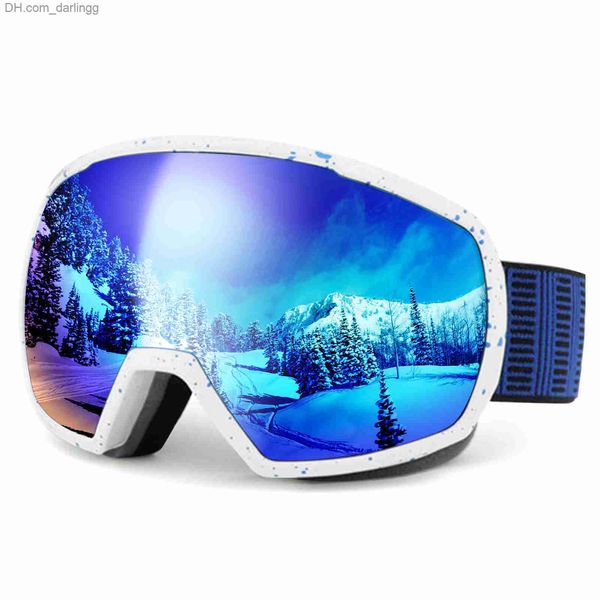 Kayak Goggles Şok Direnci Erkekler İçin Kayak Gözlükleri Kadın Kar Gözlükleri% 100 UV400 Koruma Boz Anti Snowboard Gözlükleri Süper Açık Görme Q230831