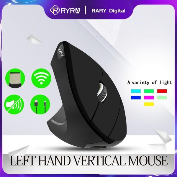 Mouse RYRA Mouse verticale ergonomico 2.4G Wireless per computer per mancini 6 pulsanti Mouse 1600 DPI Mouse ottico USB Gamer Mause per Lapto 230831