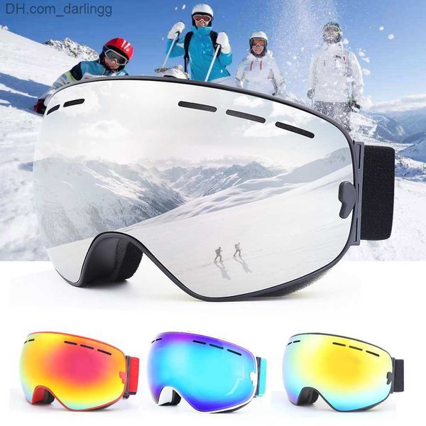 Skibrille Doppelschichtige Skibrille Brandneue schützende Skibrille Antibeschlag-große Skimaske Schnee Outdoor-Skiausrüstung für Damen und Herren Q230831