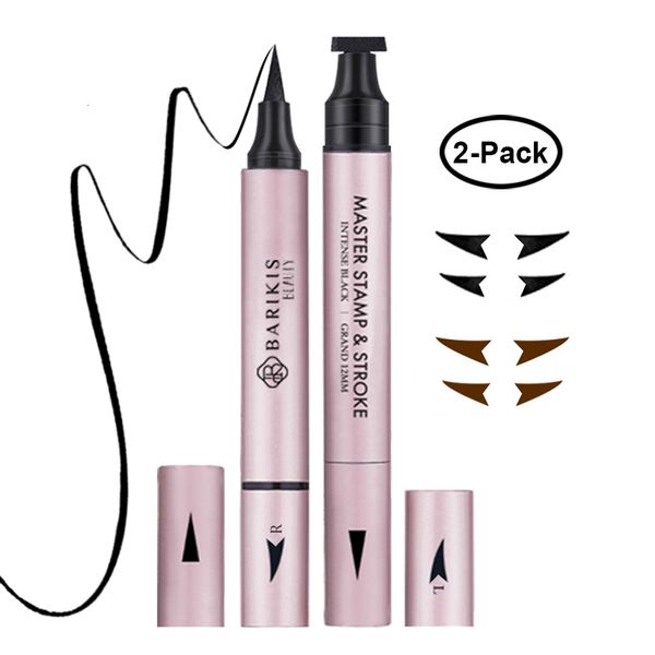 Göz Shadowliner kombinasyonu 2in1 kanat göz kalemi damgası sıvı kalem mühür astar kedi stili makyaj 2 kalem 230830