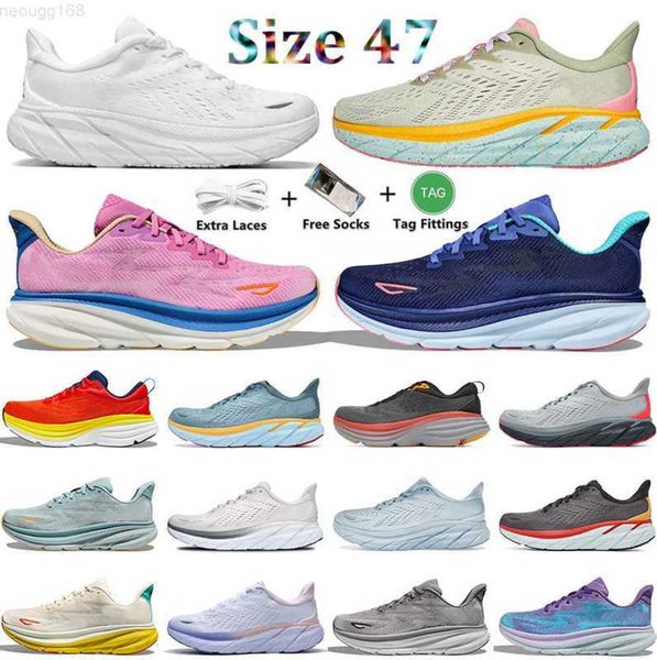 2023 HOKA ONE Bondi Running Shoes Carbono Atlético Hokas Mulheres Clifton 9 Shifting Sand Designer Pessoas Livres Estilo de Vida Absorção de Choque Tempo de Voar Treinadores 666ess