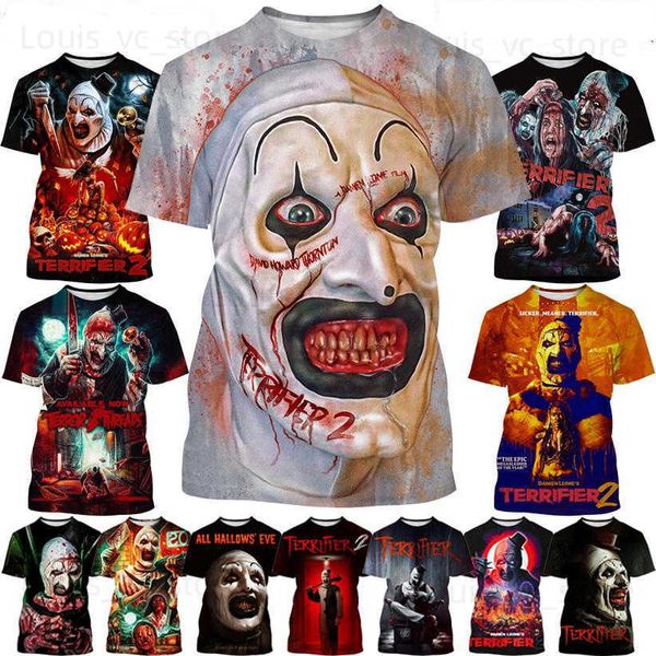 Homens camisetas Venda quente New Terrifier 3D Impressão T-shirt Filme de terror em torno do pescoço manga curta palhaço moda unisex casual tops t230831