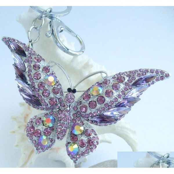 Schlüsselanhänger Lanyards Beautif Butterfly Schlüsselanhänger Anhänger Lila Strass Kristall K04538C12Keychains Drop Lieferung Mode-Accessoires Dhpnq